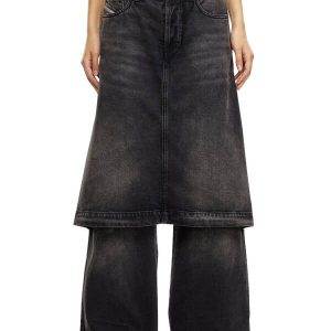 Diesel Relaxed Jeans D-Syren 0CBDG Black/Dark grey Woman
